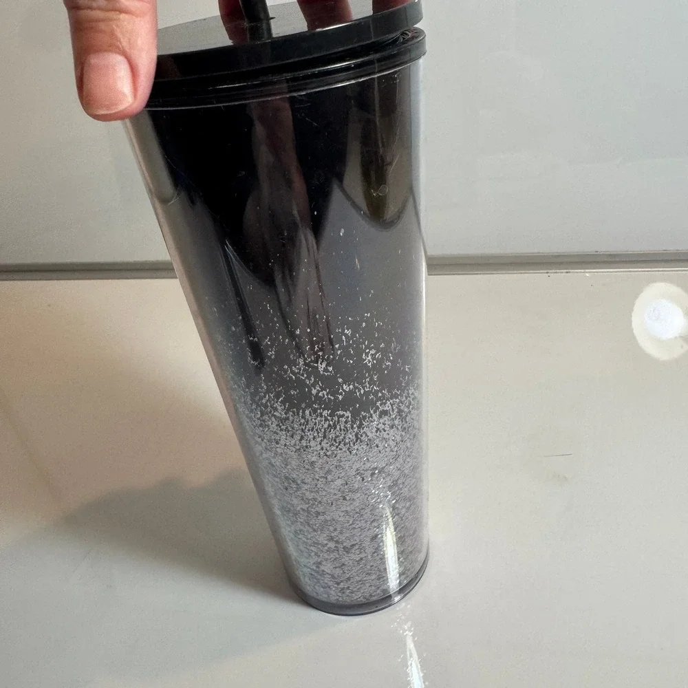 Starbucks Black Gradient Glitter Cold Cup Tumbler with Straw 24‎ oz 2019